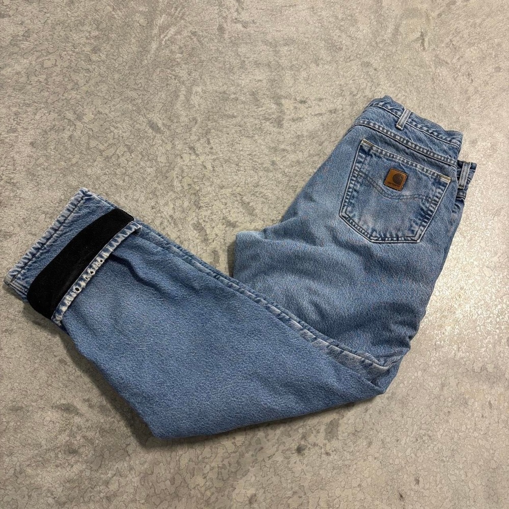 Vintage Carhartt Thermal Lined Blue Denim Jeans 34x33